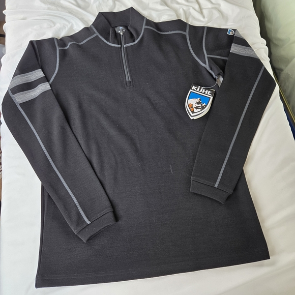 Kuhl NWT Team 1/4 zip merino wool Maxwool Schmart Pullover Small black grey - Picture 3 of 17